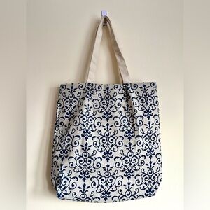 Elegant Blue and Cream Tote Bag